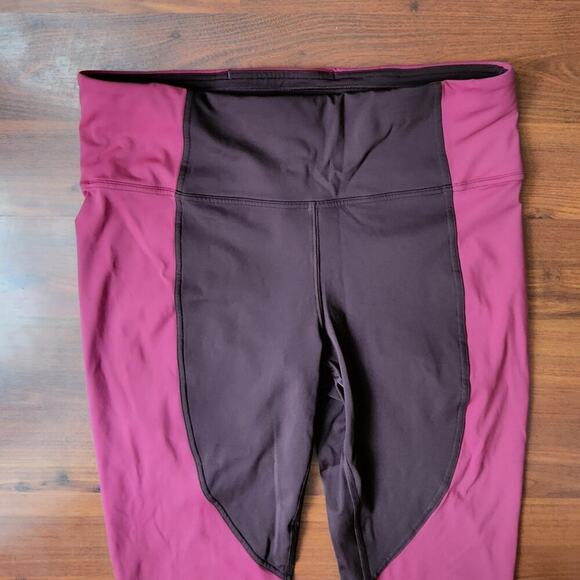 LULULEMON CRANBERRY BROWN COLORBLOCK LEGGING SIZE 12 - Picture 5 of 8